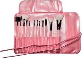 makeup brush set with leather pouch