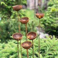Rusty Flowers Set Of 6 Garden Stakes