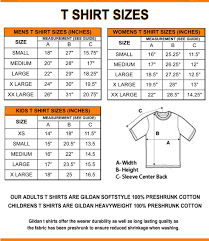 Size Chart Gildan T Shirts Ds Screen Prints