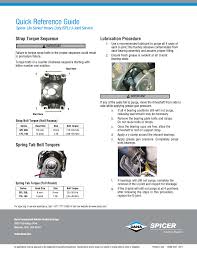 Quick Reference Guide Strap Torque Sequence Spring Tab