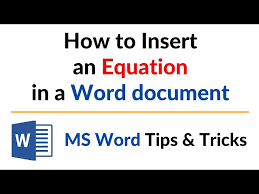 Insert An Equation In A Word Document
