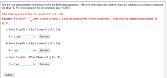Use Inverse Trigonometric Functions To