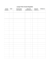 Large Check Registers Printable Register Downloadable Print