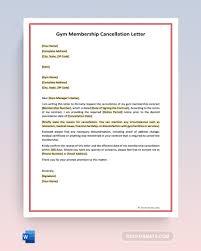 gym cancellation letter template and