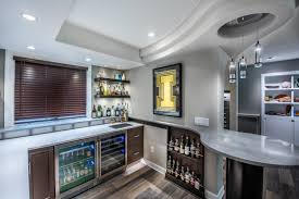 split level home bar design with before