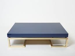 Blue Lacquer Brass Coffee Table By Guy