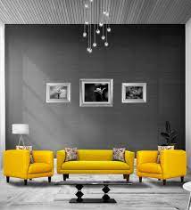 niki fabric sofa set in bold yellow