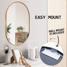 Gold Wall Mirror Oval Aluminum Frame