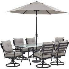 There is a 2 hole for umbrella in middle of table, lid (wooden cap) provided to cover hole when umbrella not in use. Umbrella Included Patio Dining Sets Patio Dining Furniture The Home Depot