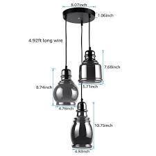 Shop 3 Light Pendant Light Smoked Black Globe Glass With Adjustable Cords Overstock 28254379