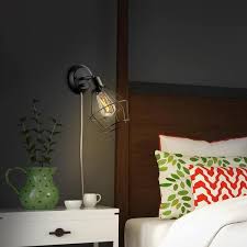 Black Shade Plug In Wall Sconce