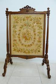 French Antique Embroidered Fire Screen