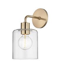 Evelie Aged Brass Glass Shade Wall Sconce