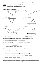 interior and exterior angles answer key