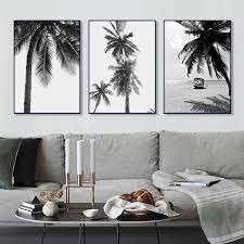 Palm Tree Art Poster Black White