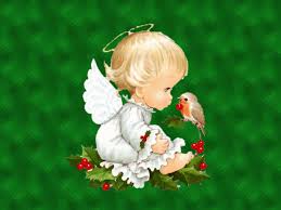 cute angel baby with a bird