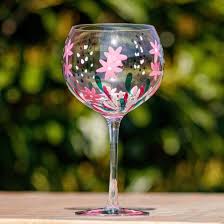 Wild Flowers Hand Painted Gin Glass