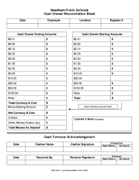 Printable Cash Drawer Count Sheet Fill Online Printable