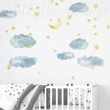 Sky Watercolour Wall Stickers Blue