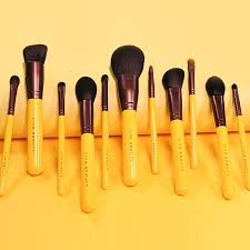 orange wood handle makeup brushes set
