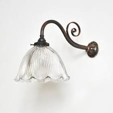 Antique Wall Light With Holophane Glass