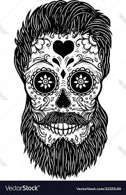 bearded sugar skull design element for