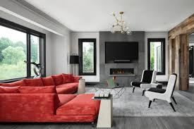 grey and red living room ideas