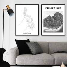 Philippines Map Canvas Print Black