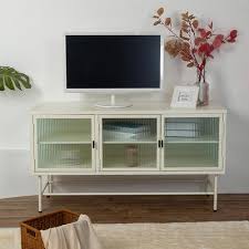 Fluted Glass Tv Stand For Tvs