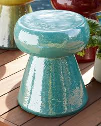 Garden Stool Table Teal Style