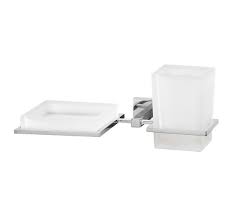 Frosted Glass Soap Dish And Toothbrush