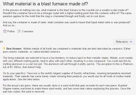 What Material Is A Blast Furnace Made Of Yahoo Answers