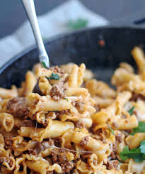 Top with layers of the meat mixture, 1 cup of the cheese and remaining dinner mixture. 25 Minute Skillet Meat Cheese Pasta 5 Boys Baker