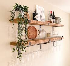 2x Shelves With Two Wine Glass Hangers