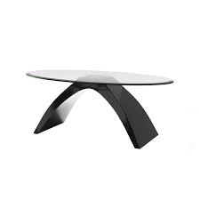 Black Large Oval Glass Coffee Table