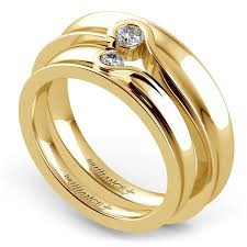 Find my matching wedding ring. Matching Bezel Heart Concave Diamond Wedding Ring Set In Yellow Gold