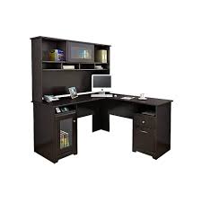 An l shaped desk is the perfect furniture piece for an office with limited space or an unused corner. Bush Furniture Cabot L Shaped Desk With Hutch Espresso Oak Cab001epo Staples Ca