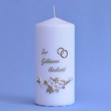 Kerze zur goldenen hochzeit gold mit teelichteinsatz. Hochzeitskerze 562 Ditzel Kerzen