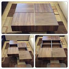 Square Coffee Table With 4 Drawers For