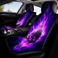 Violet Fire Skull Car Seat Covers