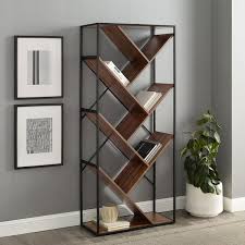 6 Shelf V Bookcase With Angled Shelves