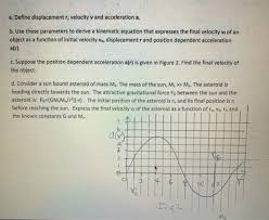 a define displacement r velocity v
