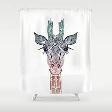 Online at everything to your youngsters room decorgiraffe decor in color flax wayfair on a read simply adorable. Giraffe Shower Curtain Showercurtain Bathroom Cute Tribal Tattoo Aztec Zentangle Ombre White Girls