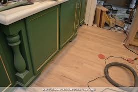 stained red oak floor kitchen remodel