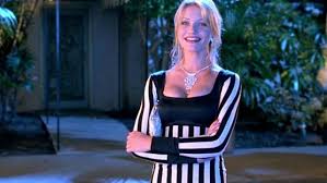A fictitious character in the 1994 film, the mask, played by actress cameron diaz. The Dress Striped Black And White Of Tina Carlyle Cameron Diaz In The Movie The Mask Spotern
