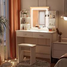 smool vanity desk with lighted mirror
