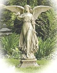 Large Garden Angel Statue On Pedestal