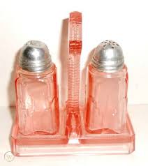 antique pink depression glass salt amp