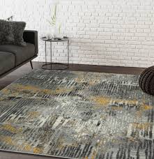 distressed yellow and grey rug area