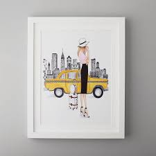 New York Yellow Taxi Girl Framed Wall Art